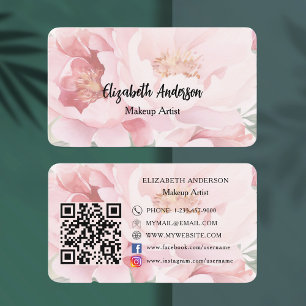 Tarjeta De Visita Rosas de florines rosas código QR