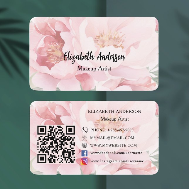 Tarjeta De Visita Rosas de florines rosas código QR (Subido por el creador)