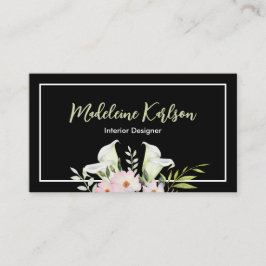 Tarjeta De Visita Rosas de Gentle Watercolor White Calla Lily Flores