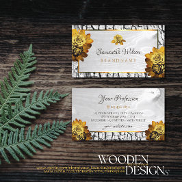 Tarjeta De Visita Rosas de la corteza de los granos de madera blanca