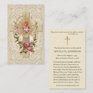 Tarjeta De Visita Rosas de la Cruz Católica Virgin Mary Lace