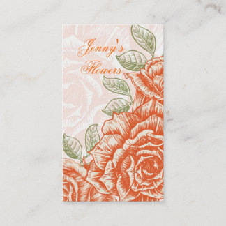 Tarjeta De Visita Rosas de la mandarina de vintage personalizado