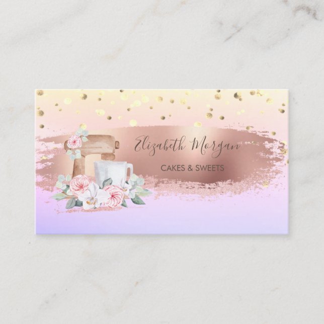 Tarjeta De Visita Rosas de mezclador,Ombre de pincel de confetti (Anverso)