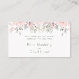 Tarjeta De Visita Rosas de rubor 2 Bodas Personalizar