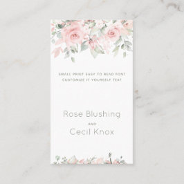 Tarjeta De Visita Rosas de rubor 2 Bodas Personalizar