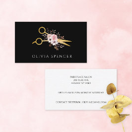 Tarjeta De Visita Rosas de tijeras de oro Hair Stylist