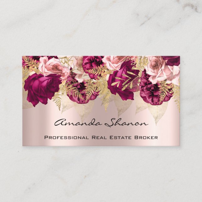 Tarjeta De Visita Rosas del planificador de bodas de eventos logotip (Anverso)