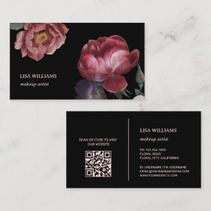 Tarjeta De Visita Rosas desprendidos de la mano flor negro