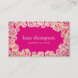 Tarjeta De Visita Rosas divertidos de oro de Girly Belleza floral ro