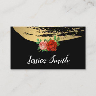 Tarjeta De Visita Rosas elegantes cepillados de oro metálico