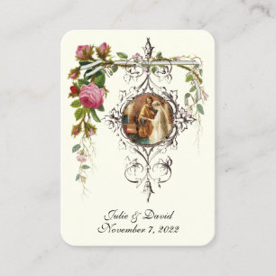 Tarjeta De Visita Rosas elegantes de la boda católica 
