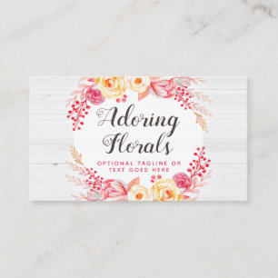 Tarjeta De Visita Rosas elegantes lamentables y floral rosado de