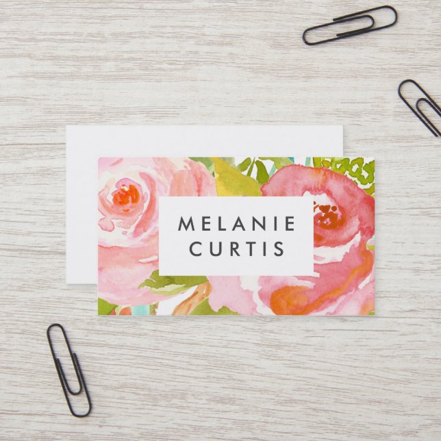 Tarjeta De Visita Rosas florales (Anverso/Reverso In Situ)