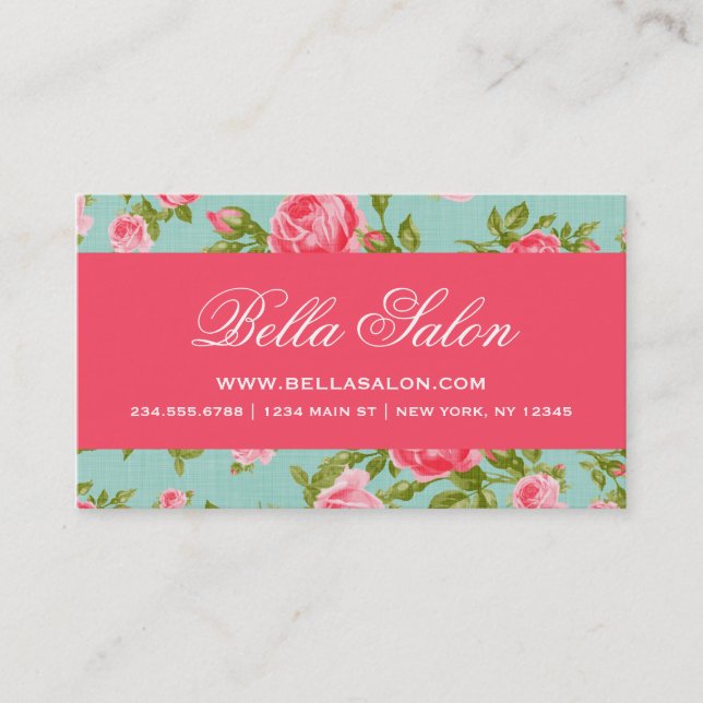 Tarjeta De Visita Rosas florales de la Moda Girly (Anverso)