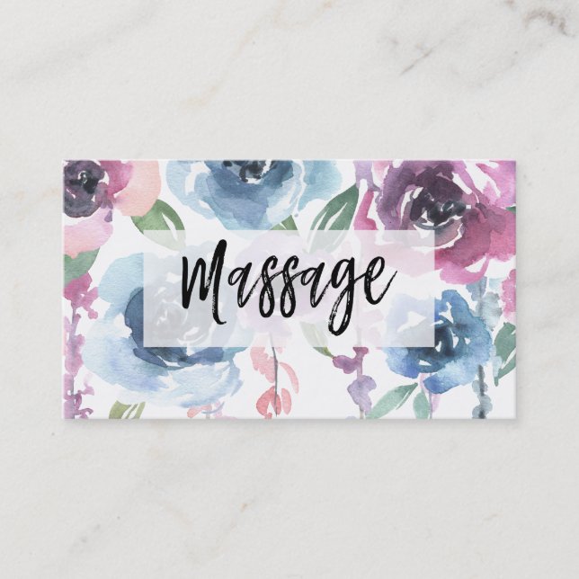 Tarjeta De Visita *~* Rosas florales Wisteria Flores MASSAGE Floral (Anverso)