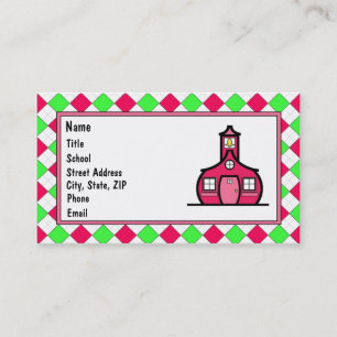 Tarjeta De Visita Rosas fuertes y verde lima Argyle