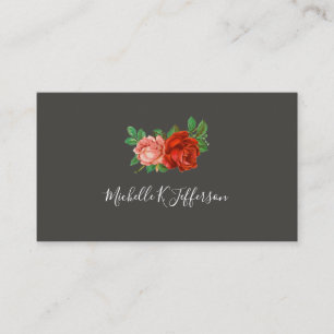 Tarjeta De Visita Rosas Hermosas Fondo Gris Sencillo