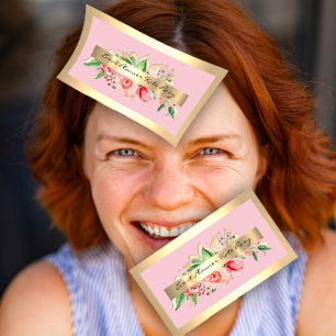 Tarjeta De Visita Rosas maquillaje floral rosa de la menta de la pin