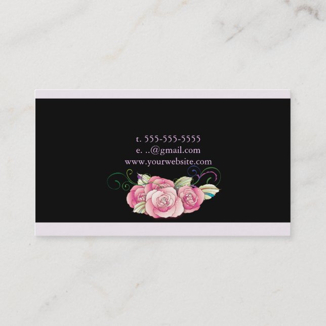 Tarjeta De Visita rosas minniemay del monograma (Reverso)