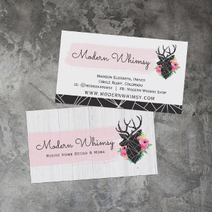 Tarjeta De Visita Rosas modernos de venado geométrico y Shabby Mader