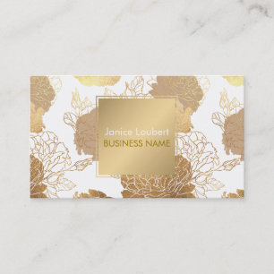 Tarjeta De Visita Rosas PixDezines/Relieve metalizado dorado falso/f