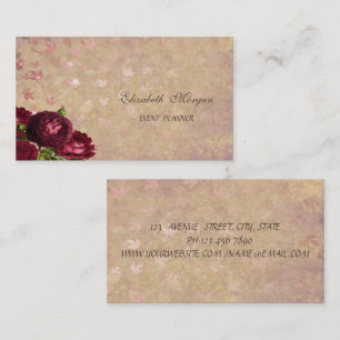 Tarjeta De Visita Rosas rojas elegantes con hojas que caen