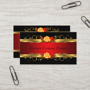Tarjeta De Visita Rosas rojas negras doradas elegantes y distinguida