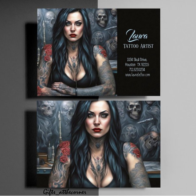 Tarjeta De Visita Rosas Rojas Y Calaveras Mujeres Artistas Del Tatua (Subido por el creador)