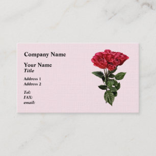 Tarjeta De Visita Rosas Rojas y Hojas