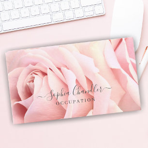 Tarjeta De Visita Rosas rosa pálido, gris oscuro, elegante