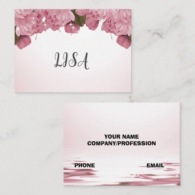 Tarjeta De Visita rosas rosadas de moda (Anverso / Reverso)