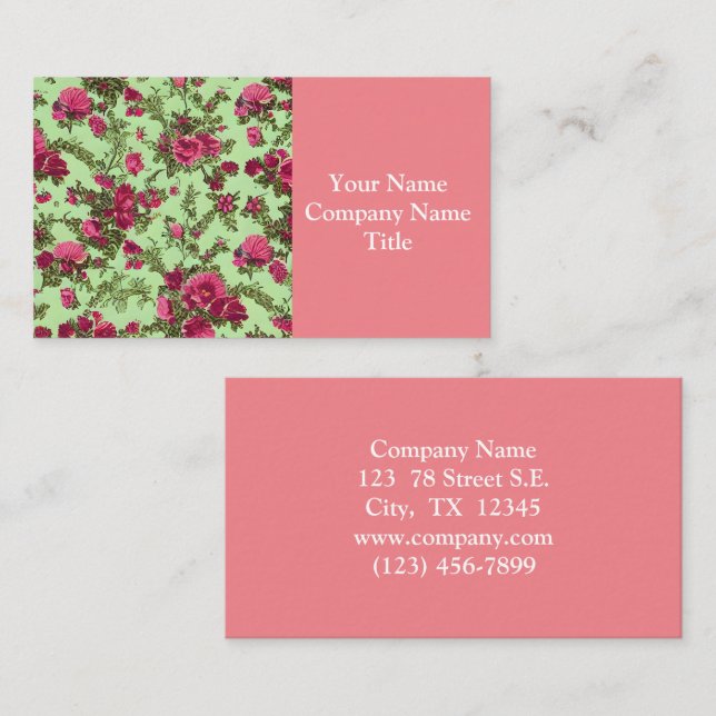 Tarjeta De Visita Rosas rosadas de Victoria (Anverso / Reverso)