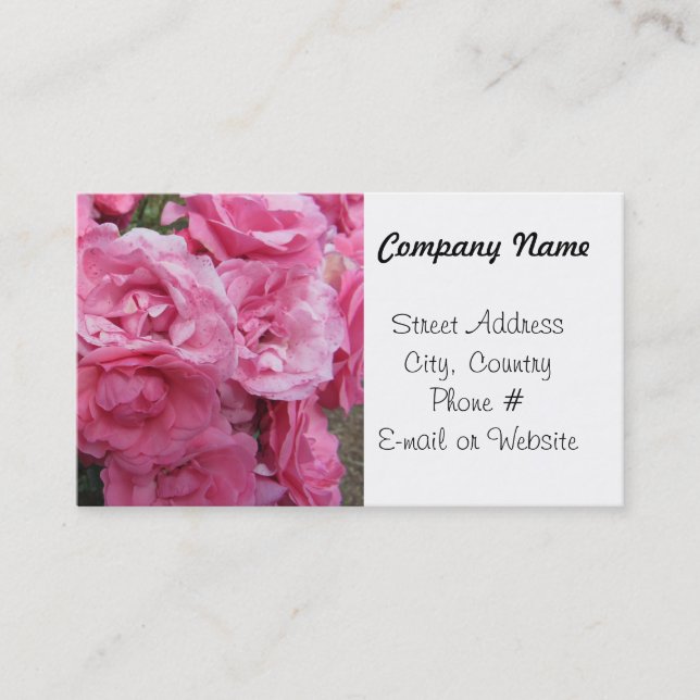 Tarjeta De Visita Rosas rosadas elegantes (Anverso)