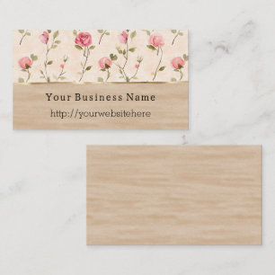 Tarjeta De Visita Rosas Rosadas Floral Crema nombre de negocio sitio