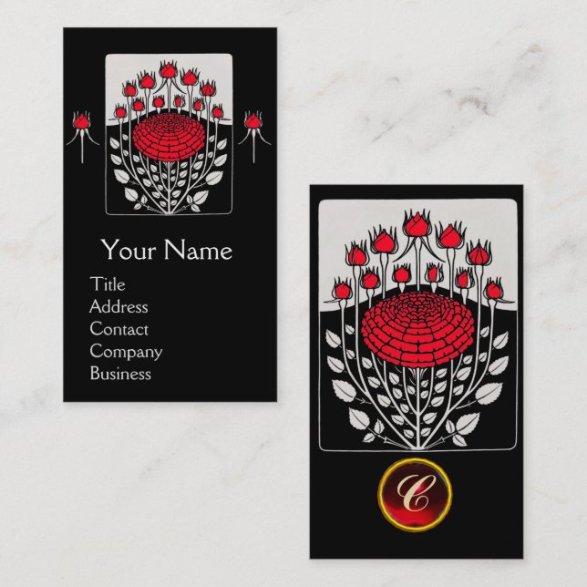 Tarjeta De Visita ROSAS ROSAS ROJAS BLANCAS NEGRAS, ROSEBUDS Floral  (Anverso / Reverso)