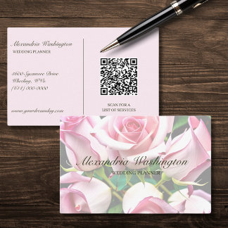 Tarjeta De Visita Rosas rosas rosas con código QR