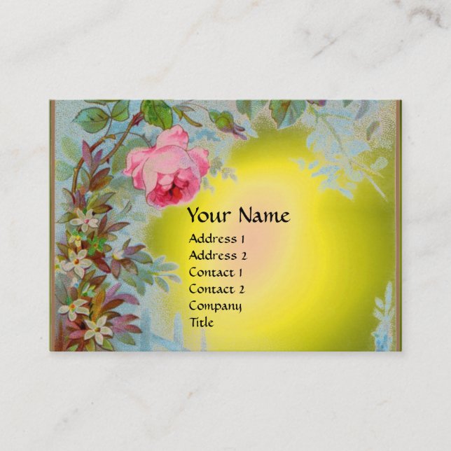 Tarjeta De Visita ROSAS ROSAS ROSAS Y JASMINAS MONOGRAM GEM amarillo (Anverso)