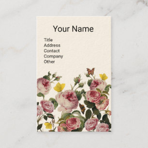 Tarjeta De Visita ROSAS ROSAS ROSAS Y MARIPOSAS AMARILLAS Florales b