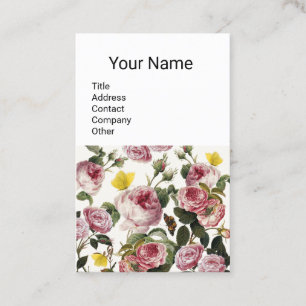Tarjeta De Visita ROSAS ROSAS ROSAS Y MARIPOSAS AMARILLAS Florales b