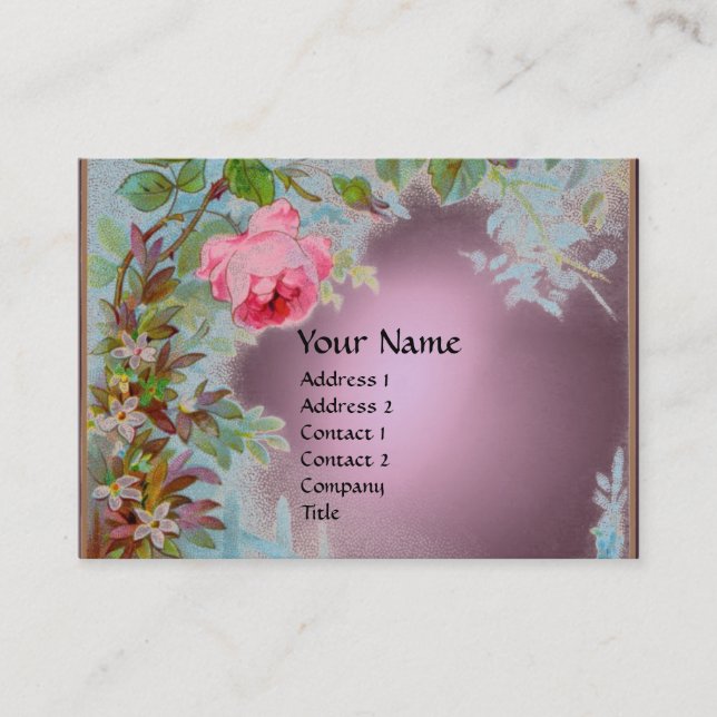 TARJETA DE VISITA ROSAS ROSAS Y JASMINAS PURPLE GEMSTONE MONOGRAM (Anverso)