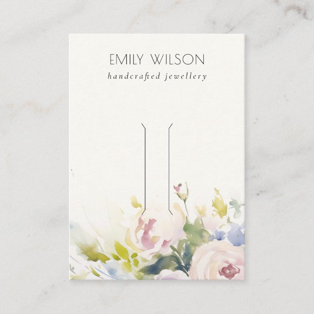Tarjeta De Visita Rosas Rubor Floral Bunch Hairpin Jewelry Display (Anverso)