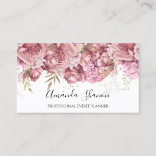 Tarjeta De Visita Rosas Rubor Flower White Event Planner QRCODE