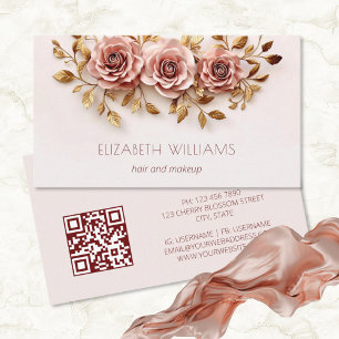 Tarjeta De Visita rosas Rubor Gold de 3 D   Código QR