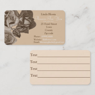 Tarjeta De Visita rosas sepias rosa brota flores jardinero florista
