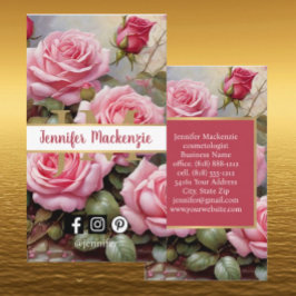 Tarjeta De Visita Rosas Vintage Bonito de oro rosa