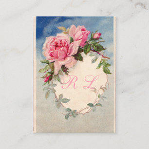 Tarjeta De Visita Rosas Vintage Hermosas, Monograma Personalizado,