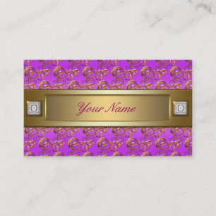 Tarjeta De Visita Rosas Violeta Purpura Dorado Remolinos Elegante