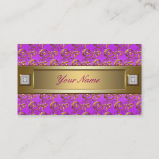 Tarjeta De Visita Rosas Violeta Purpura Dorado Remolinos Elegante