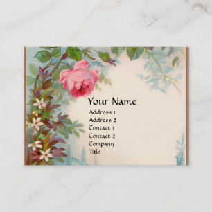 Tarjeta De Visita ROSAS y crema azul JASMINES MONOGRAM GEM