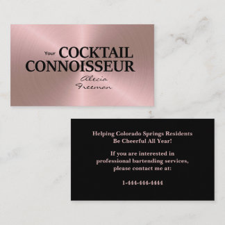 Tarjeta De Visita Rose Gold Brushed Event Bartender Business Card